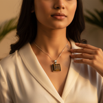 Load image into Gallery viewer, Colgante de ojo de tigre en plata 925 | Colgante cuadrado con piedras preciosas