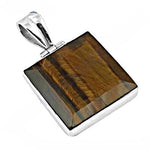 Load image into Gallery viewer, 925 Silver Tiger's Eye Pendant | Square Gemstone Pendant