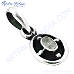 Load image into Gallery viewer, 925 sterling silver oval pendant with a central gemstone, perfect for women's jewelry.