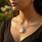 将图像加载到图库查看器中, 925 Silver Moonstone Pendant for Women | Rectangle Gemstone