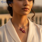 Load image into Gallery viewer, Silver Red Leaf Pendant for Women | Fashion Jewelry