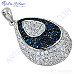 Load image into Gallery viewer, 925 sterling silver pendant with blue sapphire gemstones and white gemstones, a stylish pendant for women