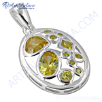 Load image into Gallery viewer, 925 sterling silver citrine pendant featuring various yellow gemstones on white background