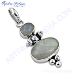 Load image into Gallery viewer, 925 sterling silver moonstone pendant, featuring oval and oval gemstone, perfect for women.