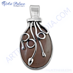 Load image into Gallery viewer, 925 sterling silver oval gemstone pendant with unique decorative design for women