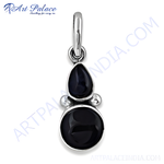Load image into Gallery viewer, 925 sterling silver onyx pendant with black gemstone, modern design.