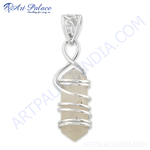 Load image into Gallery viewer, Sterling silver quartz crystal pendant necklace for women. Clear crystal wrapped in silver wire.