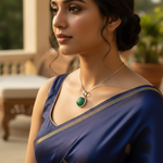 Load image into Gallery viewer, 925 Silver Green Gemstone Pendant | Round Cabochon for Women