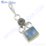 Load image into Gallery viewer, 925 sterling silver moonstone pendant with a blue gemstone for women, perfect for gifting