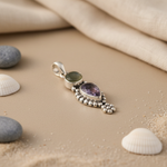 将图像加载到图库查看器中, 925 Sterling Silver Labradorite & Amethyst Pendant for Women
