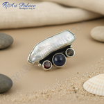 Load image into Gallery viewer, Sterling Silver Pearl & Gemstone Ring for Women