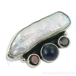 Load image into Gallery viewer, Sterling Silver Pearl & Gemstone Ring for Women