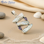 Load image into Gallery viewer, 925 Silver Pearl & Amethyst Pendant for Women | Fashion Jewelry