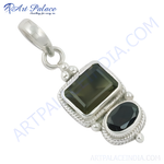 Load image into Gallery viewer, Sterling silver pendant featuring rectangular and oval gemstones, ideal for women's daily wear and gifting.