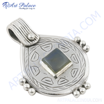 Load image into Gallery viewer, 925 sterling silver labradorite pendant with a square shaped gemstone in the center, a unique boho design.