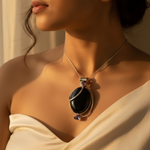 Load image into Gallery viewer, 925 Silver Black Onyx Pendant with Amethyst Accents