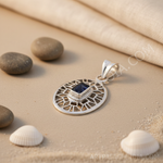 Load image into Gallery viewer, 925 Silver Sapphire Pendant Necklace | Women's Openwork Jewelry