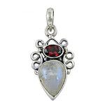 Load image into Gallery viewer, 925 Silver Moonstone & Garnet Pendant | Women's Jewelry Gift
