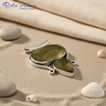 Load image into Gallery viewer, 925 Silver Olive Green Gemstone Pendant | Statement Jewelry