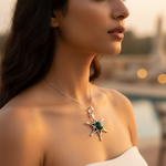 将图像加载到图库查看器中, 925 Sterling Silver Malachite Pendant | Starburst Design | Gift