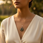 Load image into Gallery viewer, Colgante geométrico de piedra verde | Joyas únicas para mujer