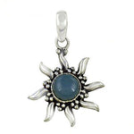 将图像加载到图库查看器中, 925 Silver Sunburst Pendant | Blue Gemstone for Women