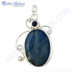 Load image into Gallery viewer, 925 sterling silver labradorite pendant with a large oval blue and gray gemstone, ideal for women