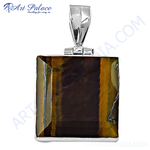 Load image into Gallery viewer, 925 sterling silver tiger eye square pendant with a natural brown and gold plating gemstone. This pendant is suitable for daily wear and gift-giving.