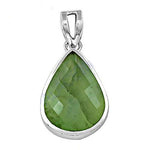 Load image into Gallery viewer, 925 Silver Green Gemstone Teardrop Pendant for Women