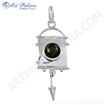 Load image into Gallery viewer, 925 sterling silver charm pendant with a round green stone center, perfect for gifting.