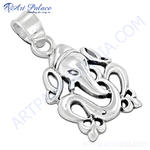 Load image into Gallery viewer, Sterling silver Ganesha pendant, detailed design, religious Indian jewelry, silver charm for necklace or bracelet