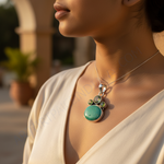 将图像加载到图库查看器中, 925纯银绿松石橄榄石吊坠,女士款 | 礼物