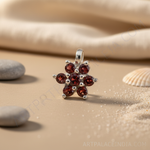 Load image into Gallery viewer, Colgante de flor de granate de plata | Joyería de piedras preciosas rojas para mujer