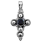 Load image into Gallery viewer, 925 Silver Black Stone Cross Pendant | Religious Jewelry Gift