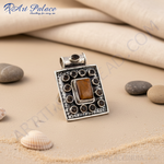 Load image into Gallery viewer, Colgante de ojo de tigre en plata 925 | Collar geométrico con piedras preciosas