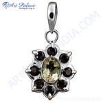 Load image into Gallery viewer, 925 sterling silver gemstone pendant featuring a central oval stone and round gemstones
