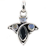 将图像加载到图库查看器中, 925 Silver Onyx & Moonstone Pendant for Women | Gemstone Jewelry