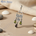 Load image into Gallery viewer, 925 Silver Peridot & Garnet Pendant | Women's Jewelry Gift