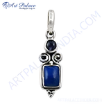 Load image into Gallery viewer, Sterling silver charm pendant featuring a vibrant blue gemstone for women.