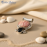 Load image into Gallery viewer, 925 Silver Rhodonite & Onyx Pendant for Women | Gemstone Jewelry