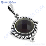 Load image into Gallery viewer, 925 sterling silver black onyx pendant necklace with an oval-cut dark gemstone.