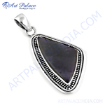 Load image into Gallery viewer, 925 sterling silver pendant with a blue gemstone center for women, with intricate silver design and loop.