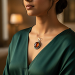 Load image into Gallery viewer, 925 Silver Amber Pendant for Women | Gemstone Jewelry
