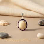 Load image into Gallery viewer, 925 Silver Oval Pendant with Garnet Gemstones | For Women