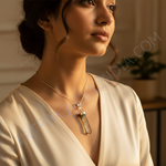 Load image into Gallery viewer, Colgante de cristal de cuarzo transparente plateado para mujer | Joyería curativa