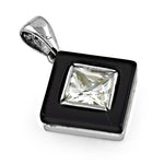 Load image into Gallery viewer, Silver Onyx & Cubic Zirconia Pendant for Women | Square Jewelry