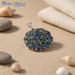 Load image into Gallery viewer, Colgante de plata con ópalo y granate | Joyas con piedras preciosas para mujer