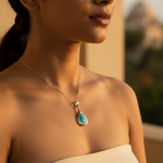 将图像加载到图库查看器中, 925 Silver Teardrop Turquoise Pendant for Women | Gemstone Jewelry