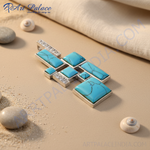 Load image into Gallery viewer, Silver Turquoise Pendant Necklace | Geometric Design for Women