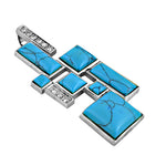 Load image into Gallery viewer, Silver Turquoise Pendant Necklace | Geometric Design for Women